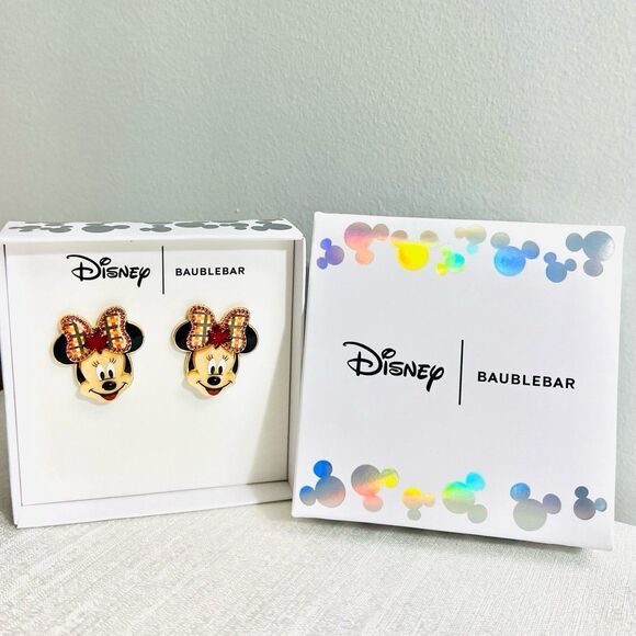 Baublebar Disney Earrings Minnie Mouse Maple Leave New - Picture 2 of 5